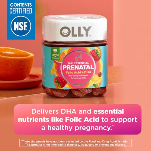 Image of OLLY Prenatal Multivitamin Gummy, Daily Multi Blend for Mommy & Baby, Folic Acid, Omega 3 DHA, Vitamins A & D, Sweet Citrus Flavored, 30 Day Supply - 60 Count