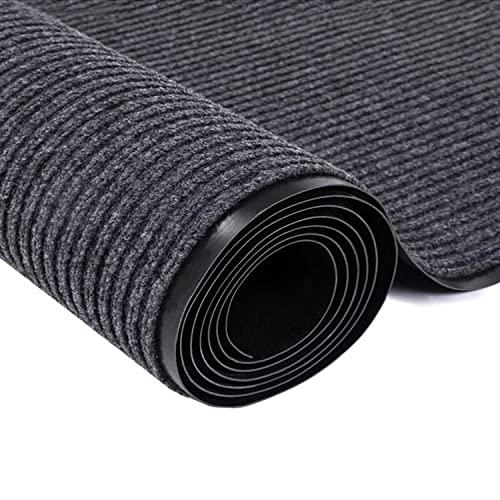 3' x 10' Striped Brush Step Entrance Floor Mat Commercial Grade High Traffic Guard Doormat with Rubber Backing Low Profile Commercial Rugs for Entryway Indoor Outdoor