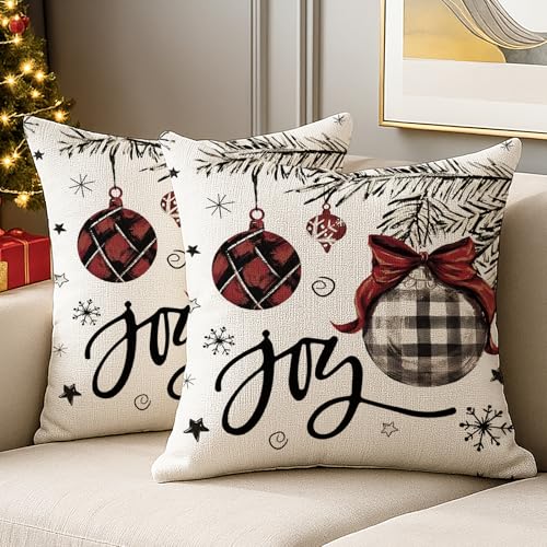 JANGYUHH Winter Süßigkeiten Weihnachten Kissenbezug 50x50 cm Leinen...