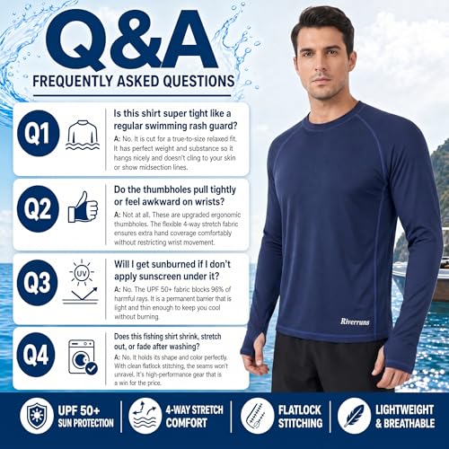Men's UPF 50+ Ice-Cool Quick-Dry Fishing Shirt with Thumbholes Navy - image 7