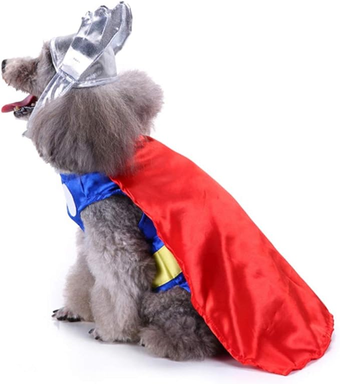 Disfraz de Thor para Perro con Capa y Gorro, Talla Pequeña miniatura 6