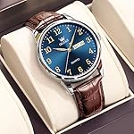 OLEVS Watch Men Mens Watches Watches for Men Leather Band Classic Brown Leather Watch Men, Analog Watch Men, Black Mens Leather Watch, Dress Waterproof Large Face Mens Watch,Relojes para Hombres Watch - Image 3