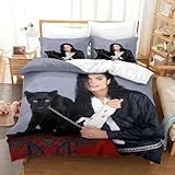 OBABO Michael Jackson 3D Printedmichael Jackson Quilt Cover Bedding Set Duvet Cover Comforter Covers Microfiber for Childrens and Adults 3 Pieces with Pillowcases with Zipper Closure Full（203x228cm）