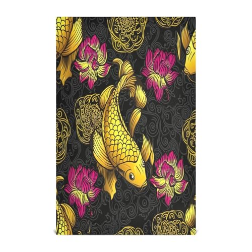 RPLIFE Goldene Koi-Fisch-Trockentücher für Geschirr, 71,1 x 45,7 cm, dekorative Frühlingsgeschirrtücher, 6 Stück RPLIFE Goldene Koi-Fisch-Trockentücher für Geschirr, 71,1 x 45,7 cm, dekorative Frühlingsgeschirrtücher, 6 Stück