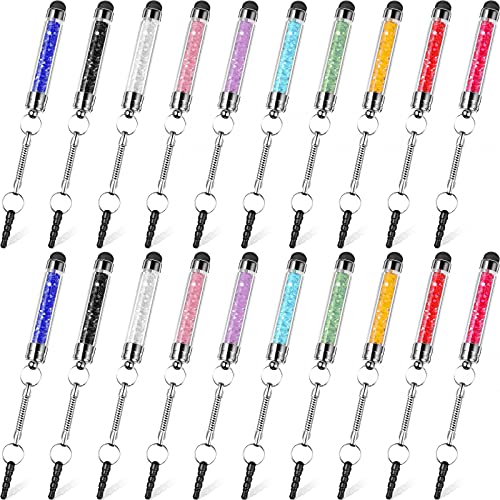 20 Pieces Mini Touch Screen Stylus Colorful Glitter Stylus Pens Crystal Capacitive Stylus Universal Touch Screen Pen Compatible with iPhone iPod Touch for Most Touch Screen Devices