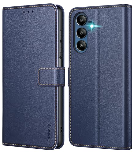 Ganbary Funda Compatible con Samsung Galaxy A15 4G/5G, Funda Tapa Libro Movil Carcasa PU Cuero Funda para Samsung Galaxy A15 4G/5G [Protección Completa] [Ranura Tarjeta][Función Soporte], Azul