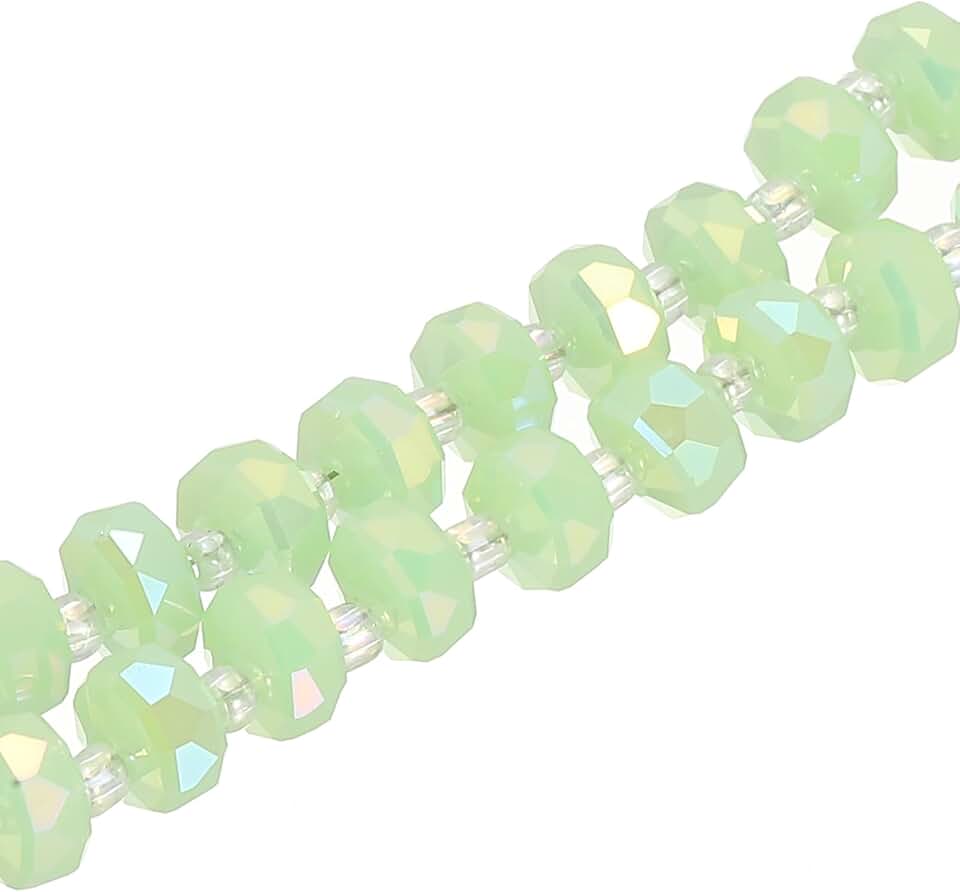 PATIKIL Contas de vidro de cristal, contas de cristal Rondelle de 8 mm, fio de pedra preciosa lapidada facetada com contas espaçadoras para artesanato, pulseira, colar, verde esmeralda