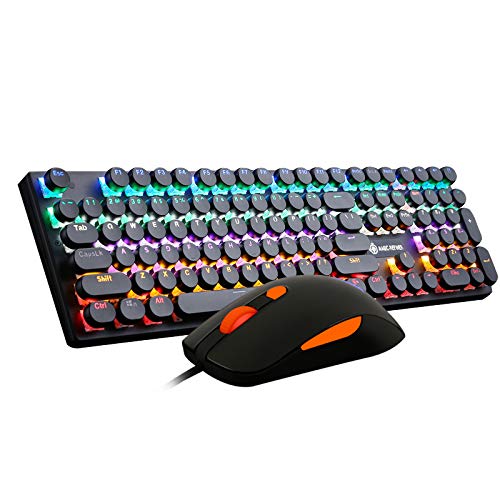 Mouse And Keyboard Combination, Retro Round Keycap 108-key Wired Mechanical Keyboard, Matte Surface Wired Mouse (pdi: 400, 800, 1600, 2000) (mouse Keyboard Is Usb Interface)