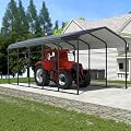 Xilingol Metal Carport, Heavy Duty Carport Canopy with Galvanized Steel Frame and Roof, Outdoor Storage Shed, Car Tent Garage Shelter for Pickup, Truck, Boat and Tractor (12x25 FT Black)