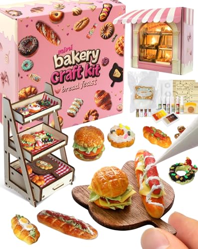 iLAND Pasta para modelar secado al aire, juego de manualidades para niños a partir de 6 años, juego de regalos de Navidad para niños, niñas, alimentos en miniatura, ideas de regalo de cumpleaños