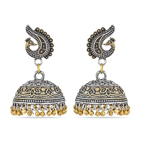 Image of Rubans Jhumka Earrings Oxidised Trendy Jewellery Gift for Women & Girls