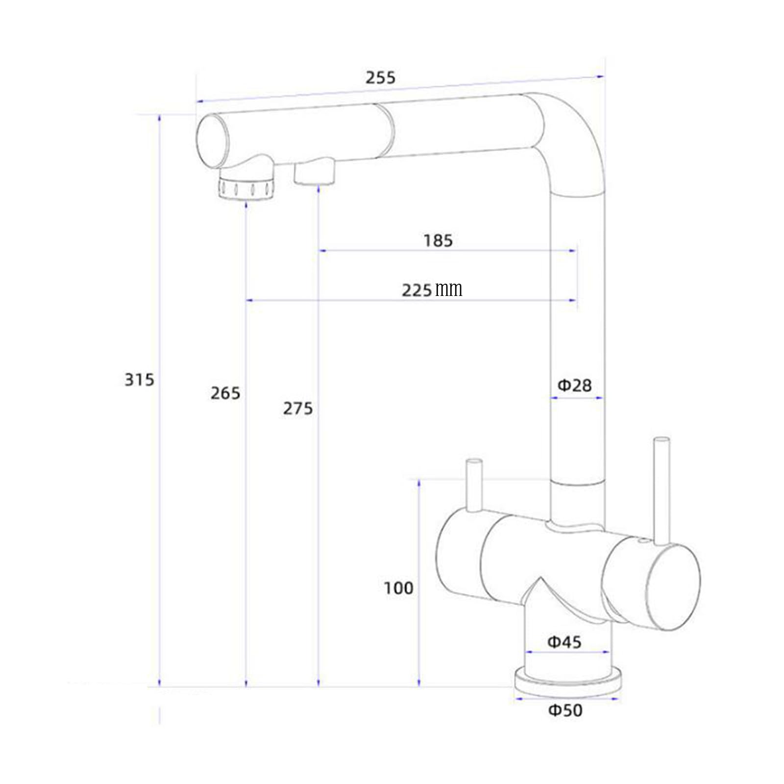 Grifo de Cocina Osmosis 3 Vias Extraible Giratorio 2 Modos Multifunción Grifo Cocina 3 Vias-Blanco