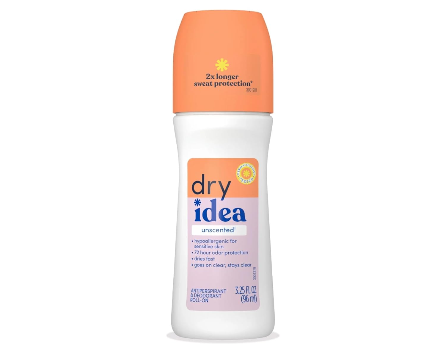 Dry Idea Anti-Perspirant Deodorant Roll-On Unscented 3.25 oz (Pack of 5)