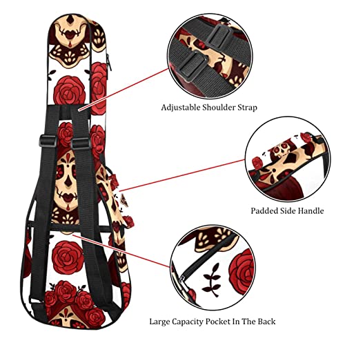 Housse pour ukulélé Santa Muerte Calavera Crâne avec roses rouges pour ukulélé soprano ténor concert 68,4 cm 10 mm d… - Les Beatles, Paul McCartney, John Lennon, RIngo Starr, George Harrison Housse pour ukulélé Santa Muerte Calavera Crâne avec roses rouges pour ukulélé soprano ténor concert 68,4 cm 10 mm d… – Image 4