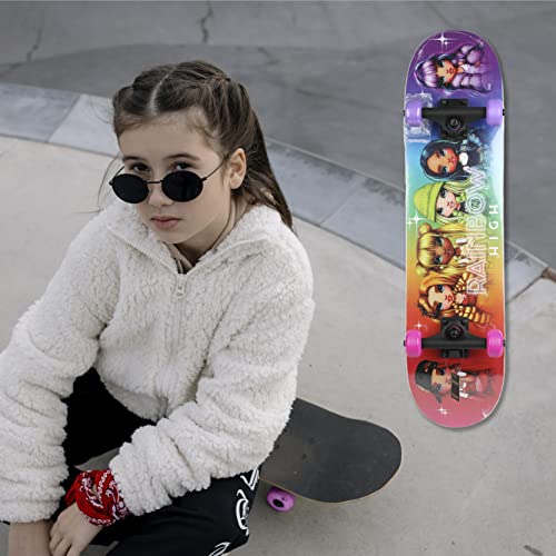 Rainbow High 31 Inch Skateboard, 9-Ply Maple Desk Skate Board For Cruising, Carving, Tricks And Downhill #TOP6
