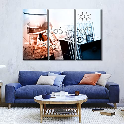 Image of TUMOVO 3 Piece Wall Decor Microscope Medical Medical Examination Poster Canvas Paintings for Bedroom, Bathroom, Office. Young Scientist Print on Canvas Framed Ready to Hang (42 inch Wx28 H)