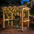 CHARMELEON 6'x8' Wood Grill Gazebo, Cedar Wood BBQ Grill Gazebo with 2 Side Storage Shelves, Pavilion with Hardtop Sloping Steel Roof for Outdoor, Patio, Barbecue, Garden, Deck
