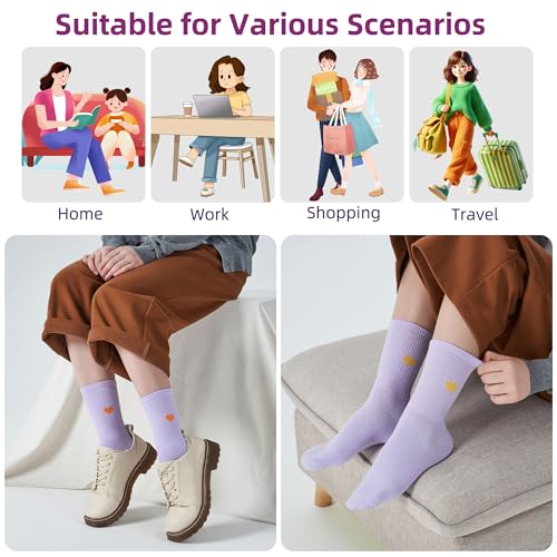 Image of inhees Women's Cotton Crew Socks - 6Pairs Above Ankle Fun Cute Heart Bootie Dress Socks - Gifts for Mother /Her