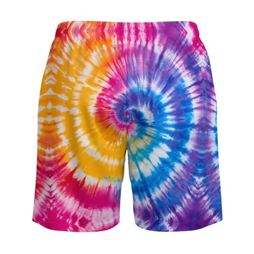 Tie Dye Colorful Rainbow Mens Swim Trunks with Quick-Drying Lining Beach Shorts for Outdoor Sports4