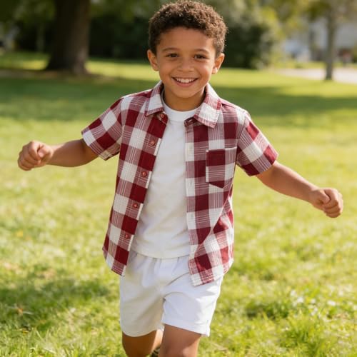 Image of SANGTREE 3 Piece Boy Outfits Short Sleeve Shirt and Shorts Set Beach Vacation Summer Clothes, 3 Months - 9 Years