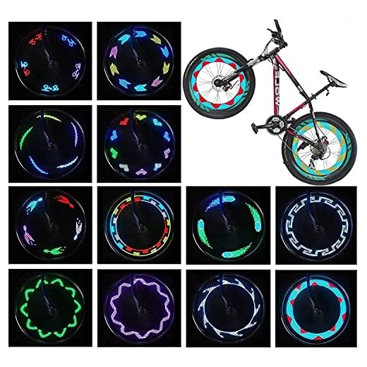AIKELIDA Bike Wheel Lights - Bicycle Wheel Lights Ultra Bright 14 LED - 30 Different Patterns Change Visible from All Angles - Safety Cool Bicycle Bike Accessories for Kids Adults - Easy to Install