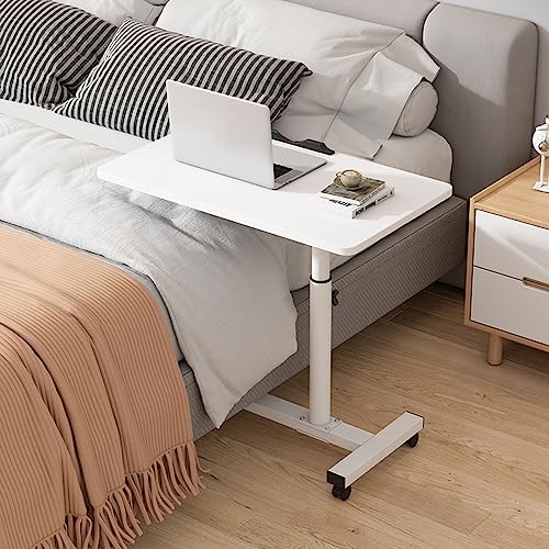 SOUNAY Mesa Auxiliar para Cama, Altura Ajustable, Plegable, con Ruedas, Mesa de Aseo móvil de Madera para Cama de 55 x 32 cm, Mesa Auxiliar móvil Flexible para sofá