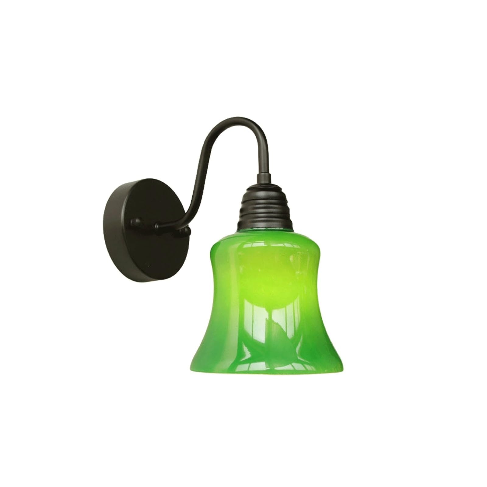 OZBMA Outdoor Wall Lantern, 8.7" Vintage Gooseneck Exterior Sconce, Green Glass Shade, Waterproof E27 Iron Aluminum Lamp for Garden, Patio, Balcony, Porch, Entryway Cottage