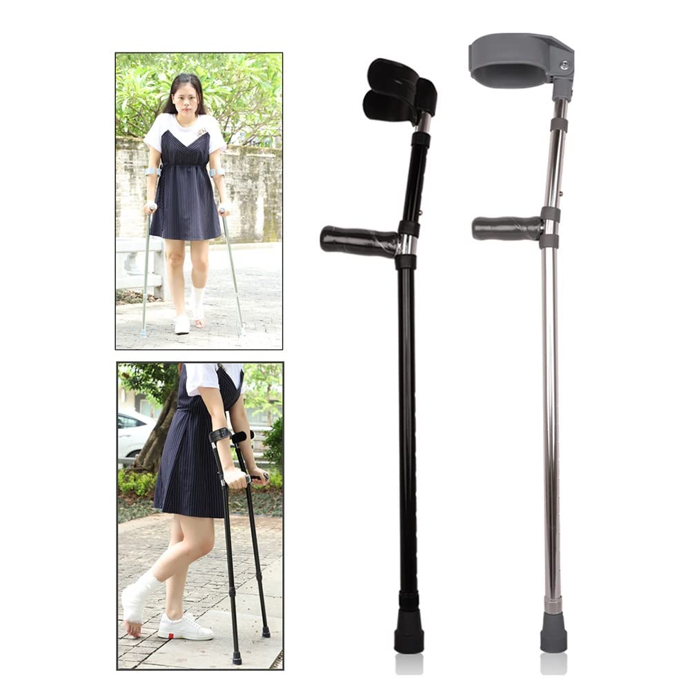 Parten Muletas de antebrazo con bastón Ajustable, muletas médicas para Adultos en Las Axilas, Mango intercultural basado en ergonomía (Doble Rama Gris) (Doble Rama Gris) Star of Light