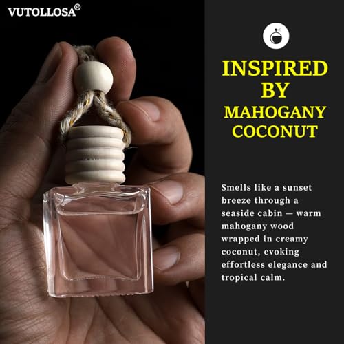 Image of Car Air Freshener Hanging Mahogany Coconut 2 Pack,Essential Oils Diffuser Car Scents Decor Air Freshener,Long-Lasting Cute Car Accessories for Women & Men