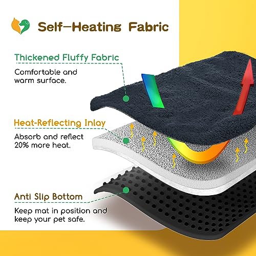 Nobleza Selbstheizende Decke für Hunde & Katzen, Haustiere Wärmematte Winter, Waschbar Wärmedecke Hund, Selbstwärmende Hundematte Flauschig Warme, Thermodecke Hund rutschfest, Grau, 115x70cm