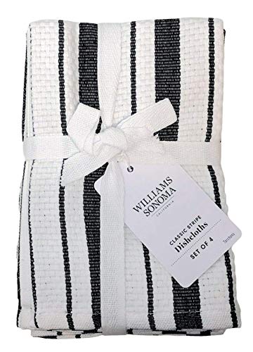 Recopilación de Textiles de cocina más recomendados. 46 Williams-Sonoma Paños Clásicos a Rayas, Trapos de Cocina, Negro Azabache (Juego de 4)