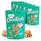 Sun Tropics CocoRolls Original Flavor- 6 count (4 oz each) | Crisp Rolled Wafer Cookies, Coconut Rolls Made With Pure Coconut Cream | Gluten Free & Dairy Free Coconut Wafer Snack