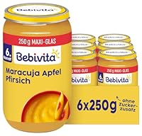 Bebivita Früchte Pfirsich mit Maracuja in Apfel, 250g 6er Pack (6x250g)