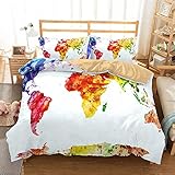 Chickwin Juego de Ropa de Cama 3D, Moderna Nórdica Mapa del