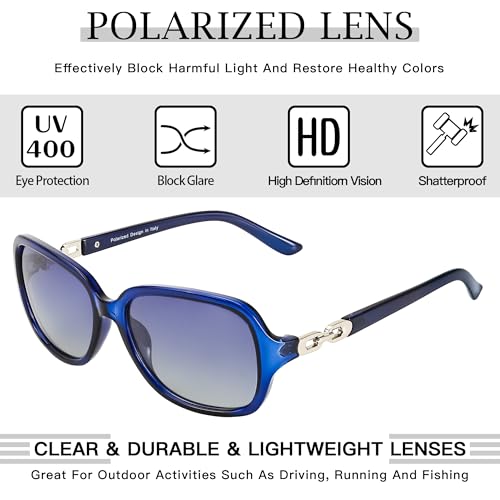 Image of SIPHEW Polarized Sunglasses for Women | Vintage Square Sunglasses w UV400 Protection | Womens Wraparound Shade