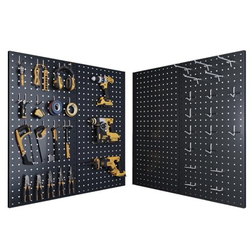 Peg Board, Metal Pegboard Tool Organizer, 12 x 24 in, 30 lb Capacity