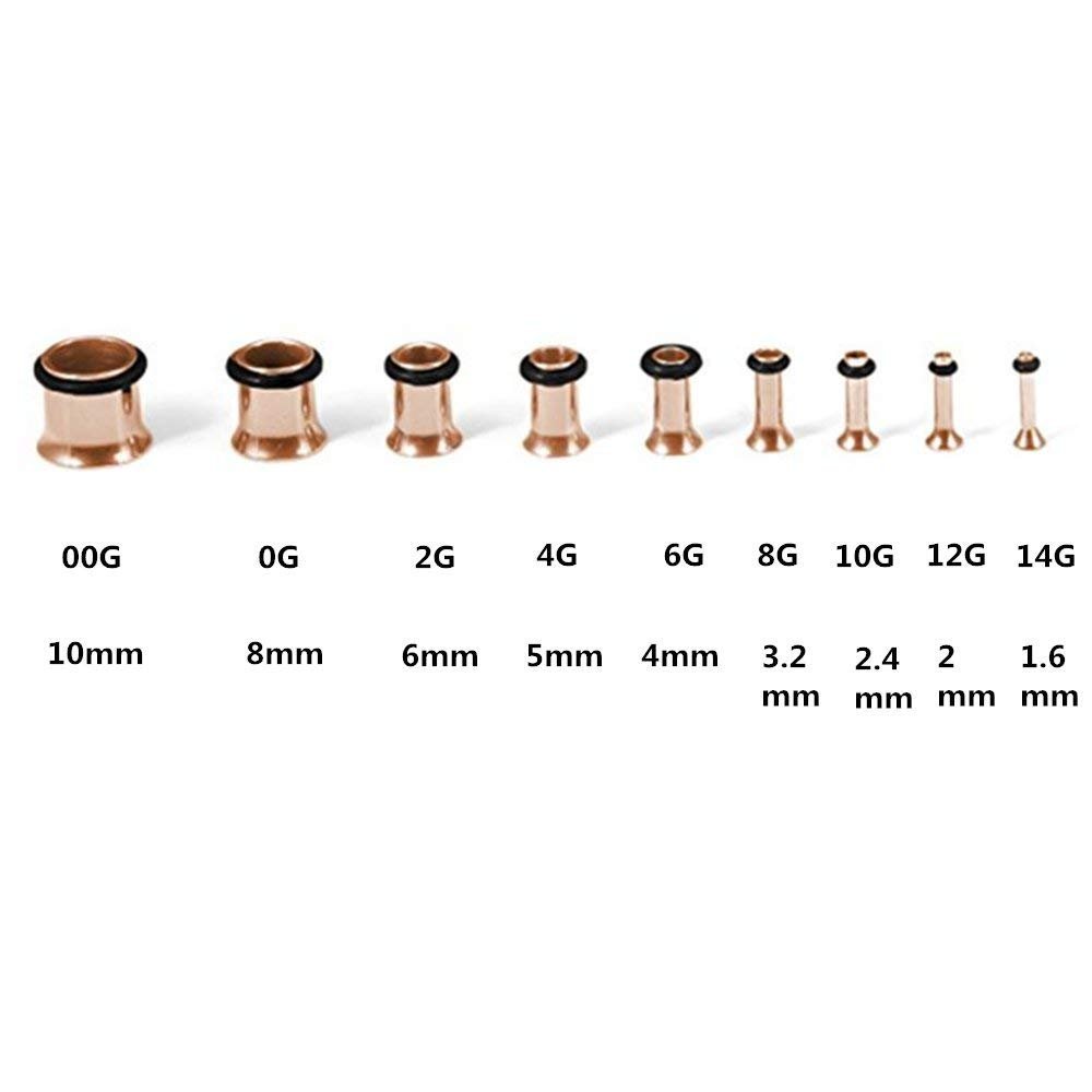 KUBOOZ Zestaw 9 par ze stali nierdzewnej Single Flare Plugs Tunele Tunele Stretcher Piercings Unisex Size 14G-00G
