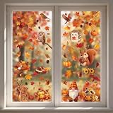 Moxled 10 Blätter Fensterbilder Herbst - 87 Stück Herbstdeko Fensterdeko