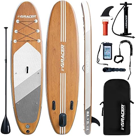 Inflatable Stand Up Paddle Board 10'6" with Free Premium SUP Accessories & Backpack, Non-Slip Deck. Bonus Waterproof Bag, Leash, Paddle and Hand Pump Cover