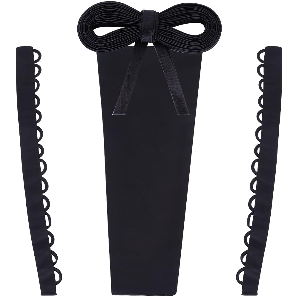 GORGECRAFT 4 pz Kit Corsetto in Raso Pannello di Pizzo in Raso Nero con Cerniera di Ricambio Nastro Regolabile Cravatte Posteriori Corsetti per Abiti da Ballo Abiti Formali Accessori Fai da Te