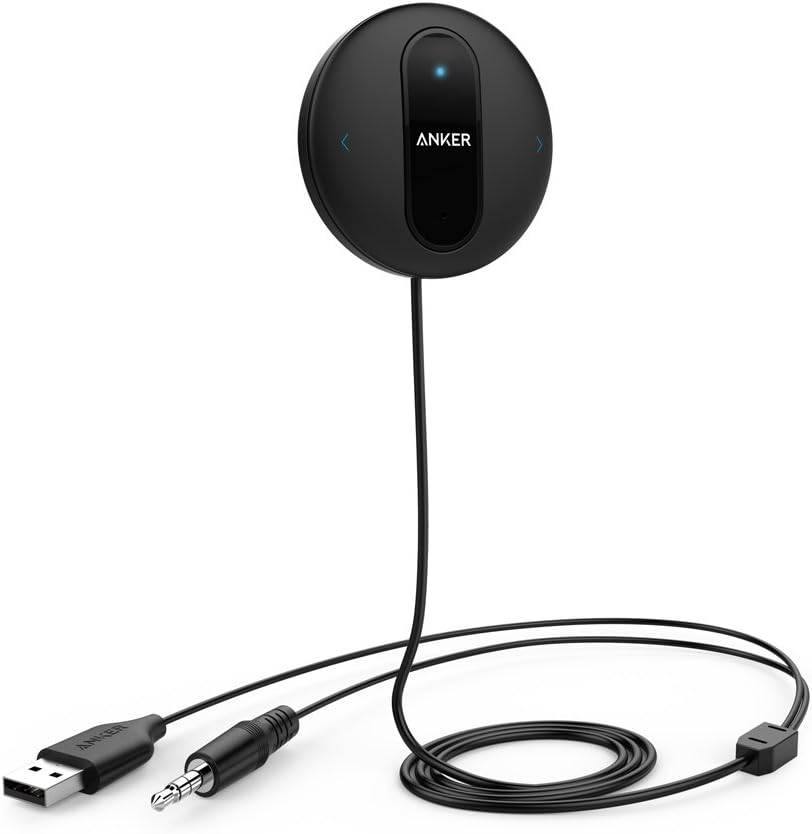 Anker SoundSync Drive Bluetooth 4.0 Handsfree Car Receiver, Wireless Telephone Call and Music Streaming, with built in Microphone, Echo and Noise Reduction, Multi Point Access, 3.5 mm Aux Cable