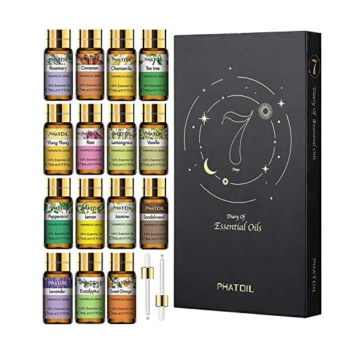 PHATOIL Juego de Aceites Esenciales (15 Piezas 100% Lavanda Pura, Eucalipto, Jazmín, Limoncillo, Naranja Dulce, Sándalo, Menta, Vainilla, Rosa, Limón, Ylang, Manzanilla, árbol de Té, Canela, Romero