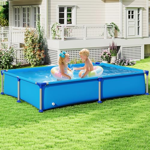 SOARS Rechteckiger Rohrpool, Aufstellpool 228 X 159 X 42 CM, Metallstruktur, langlebiges PVC, mit Filter, für Kinder ab 3 Jahren, Blau