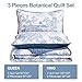 WONGS BEDDING Blue Quilt Set Queen Size, 3 Pieces Botanical Bedspreads Set Lightweight Microfiber Blue Toile Plants Pattern Coverlet Home Decor for All Seasons(96