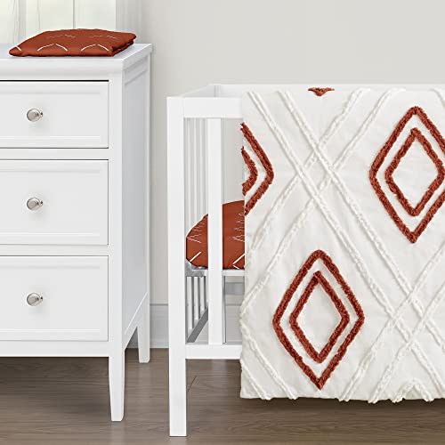 Image of Sweet Jojo Designs Rust Orange Boho Arrow Boy Girl Baby Mini Crib Bedding Set Infant Nursery Room Newborn Blanket Portable Pack n Play Sheets Modern Bohemian Gender Neutral Shabby Chic Arrows 3pc