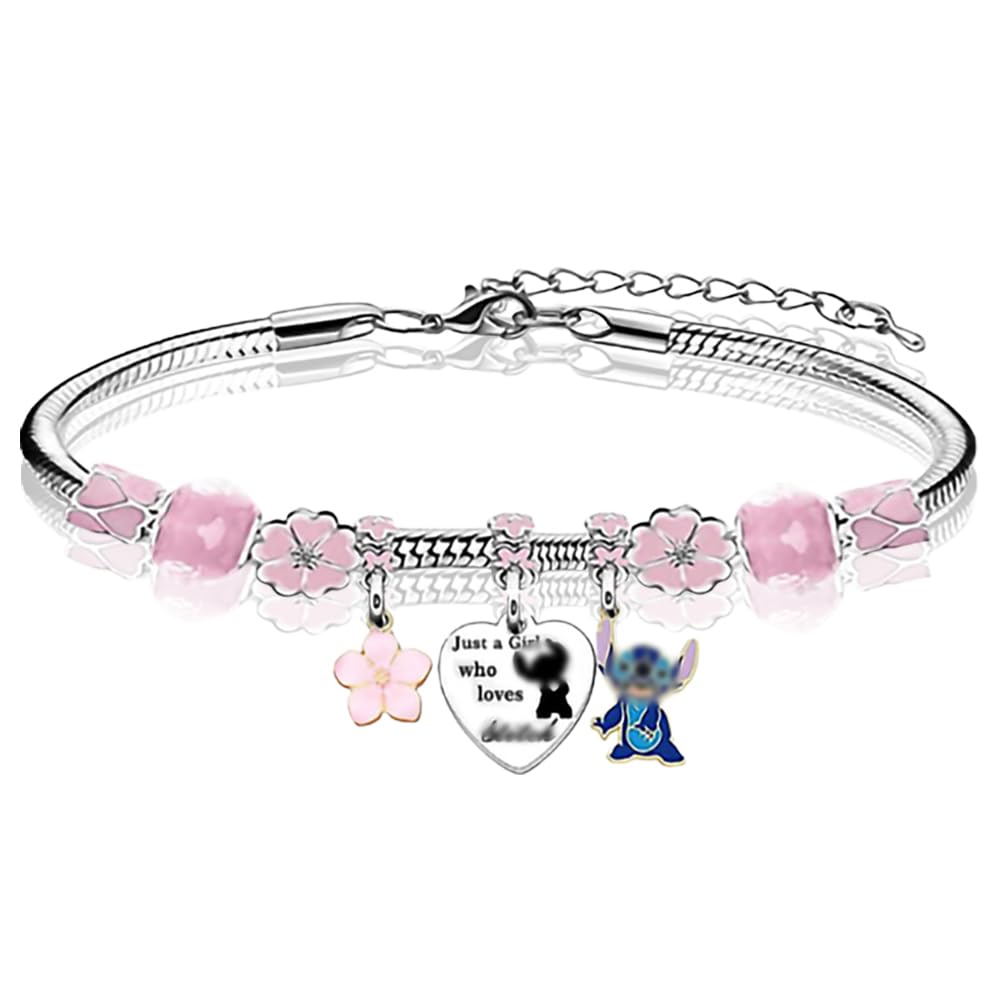 FaNaer Stich Pulsera para Mujeres, Stich Pulseras Regalo,Pulsera de Puntada Stich,Stich Pulsera Ajustable 16cm Cartoon Pulsera Adecuado para Fiestas de Regalo de Cumpleaños de Niñas