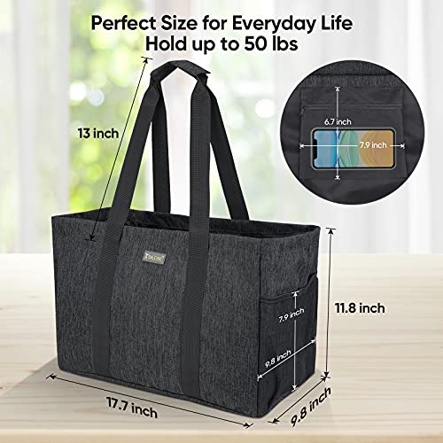 Baleine Soft 9 Gallon Extra Large Utility Tote, Foldable Reusable Storage Bag (Charcoal Black) #TOP2