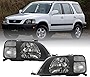 USR DEPO 97-01 CRV Headlights - JDM Style Black Housing Clear Lens Front Headlight Set (Left + Right) Compatible with First Gen 1997-2001 Honda CR-V