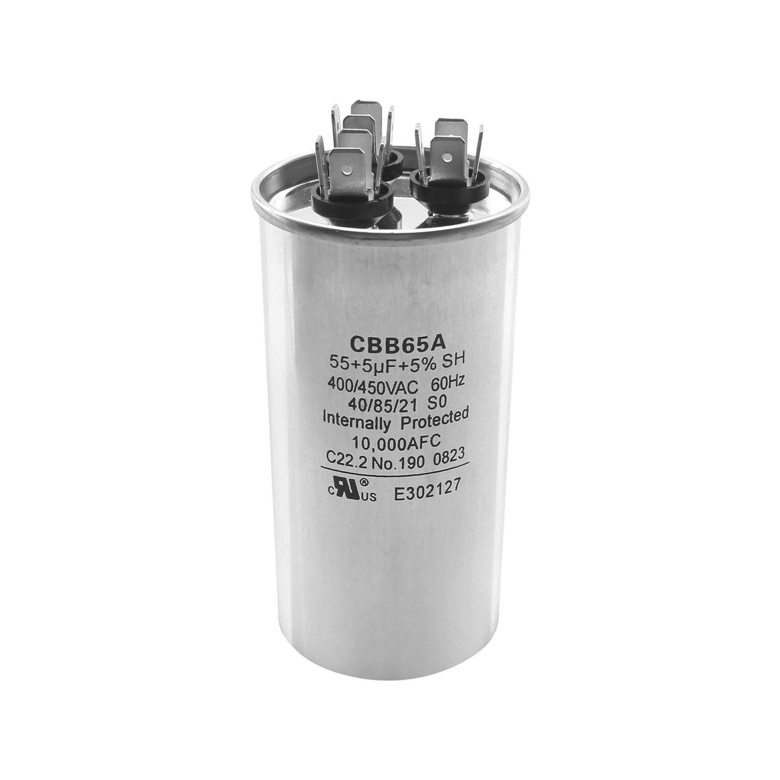 55+5 uF 55/5 MFD 440 VAC Dual Run Round Start Capacitor for AC Unit Fan Motor Start, Heat Pump, Condenser Straight Cool. Compatible with GE 97F9839