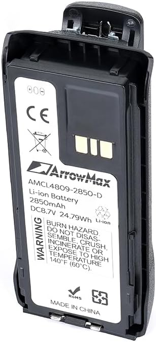 Arrowmax Arrowax AMCL4809-2850-D Li-ion PMNN4807 PMNN4809 2850mAh Replacement Battery Compatible with Motorola Mototrbo R7